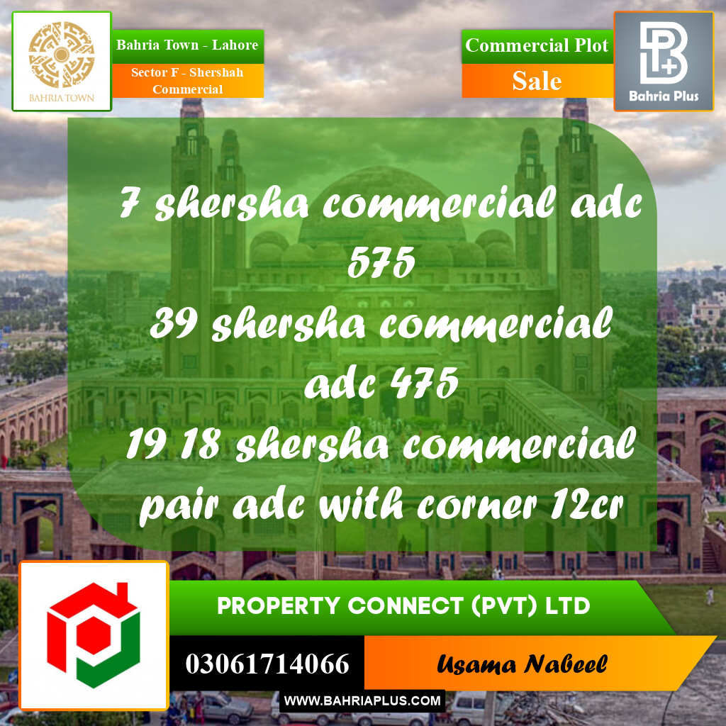 Commercial Plot for Sale in Sector F - Shershah Commercial -  Bahria Town, Lahore - (BP-236375)