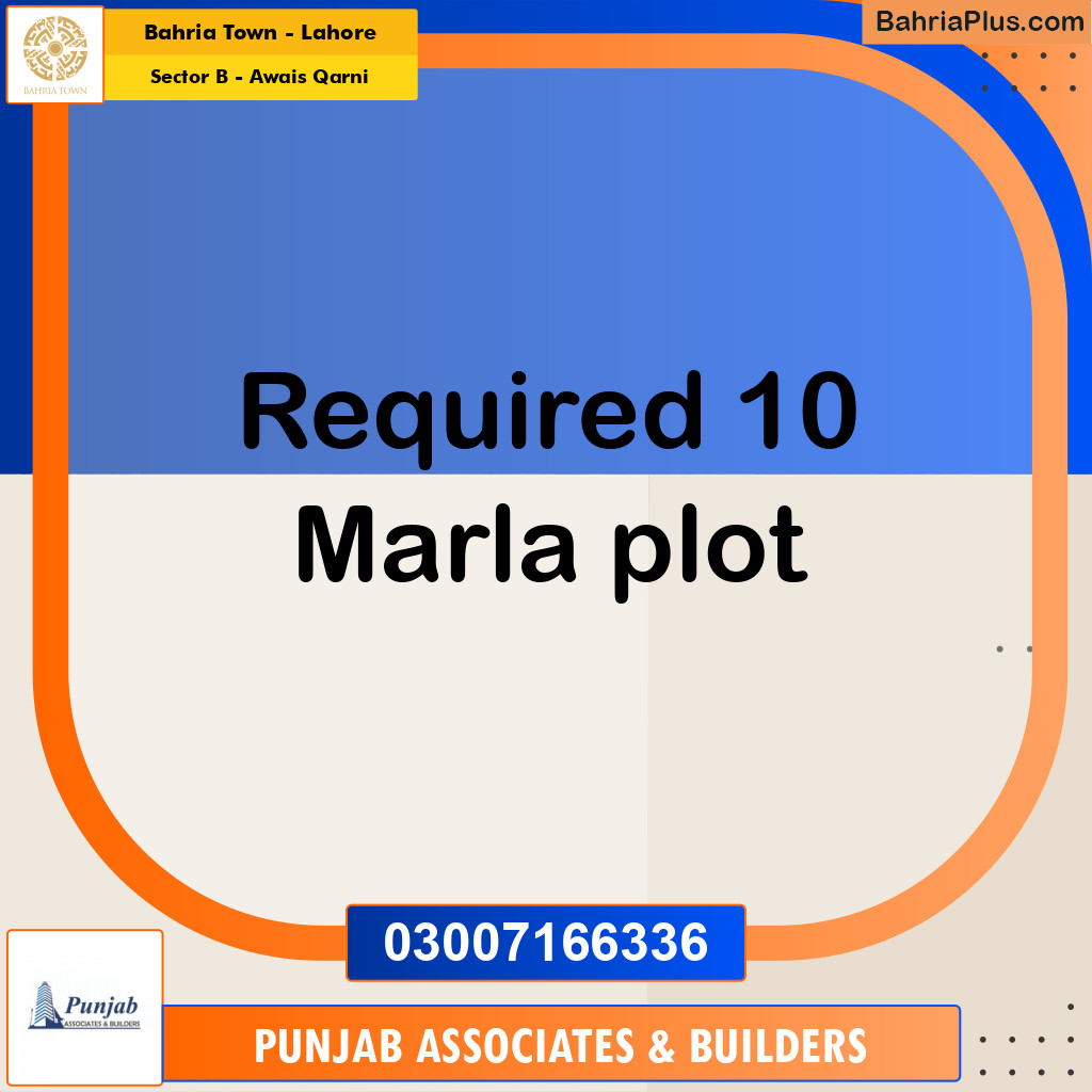 Residential Plot for Sale in Sector B - Awais Qarni -  Bahria Town, Lahore - (BP-236396)