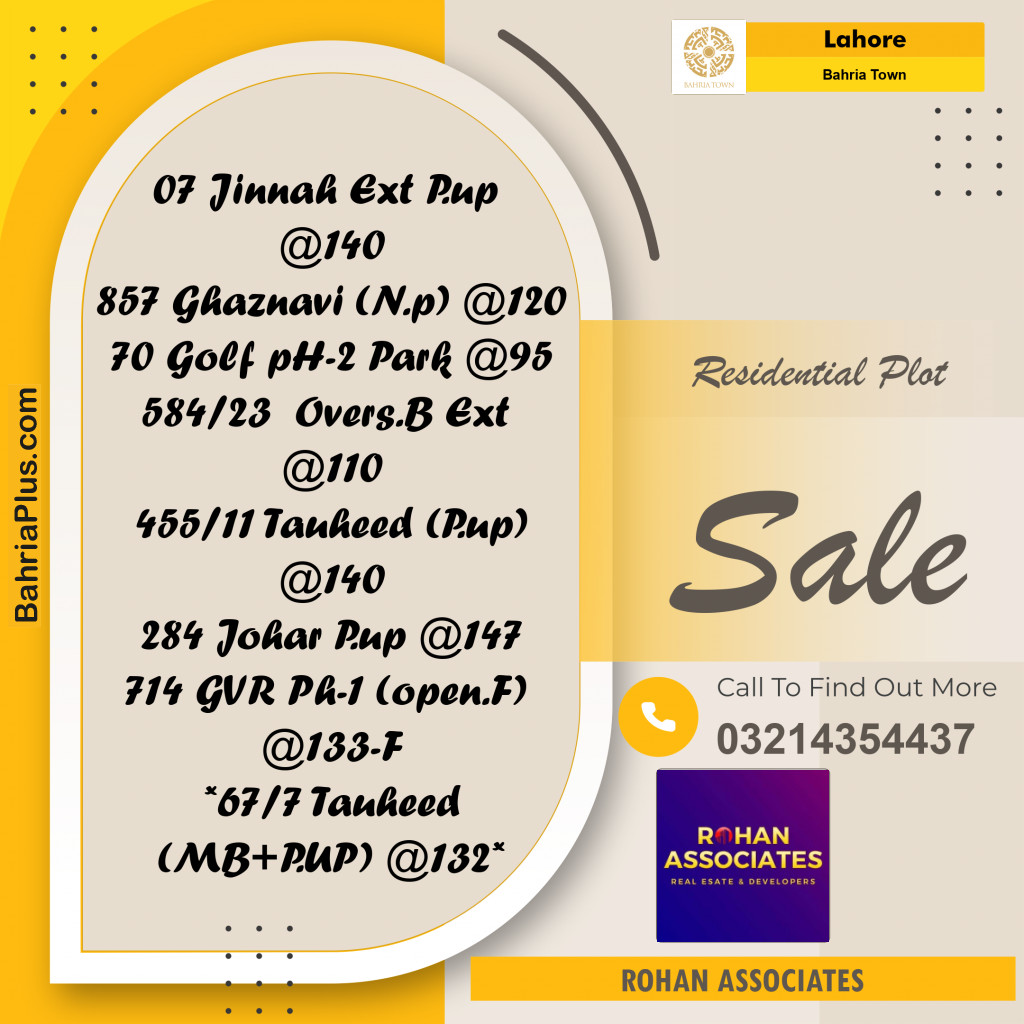 Residential Plot for Sale in Bahria Town, Lahore - (BP-236409)