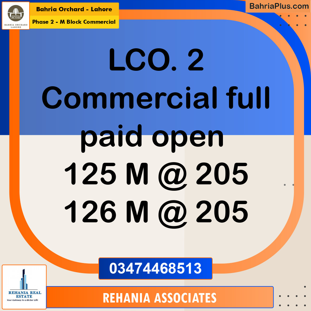 5 Marla Commercial Plot for Sale in Phase 2 - M Block Commercial -  Bahria Orchard, Lahore - (BP-236481)