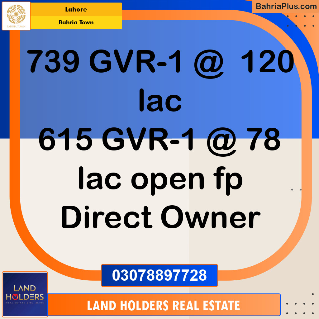 Residential Plot for Sale in Bahria Town, Lahore - (BP-236483)