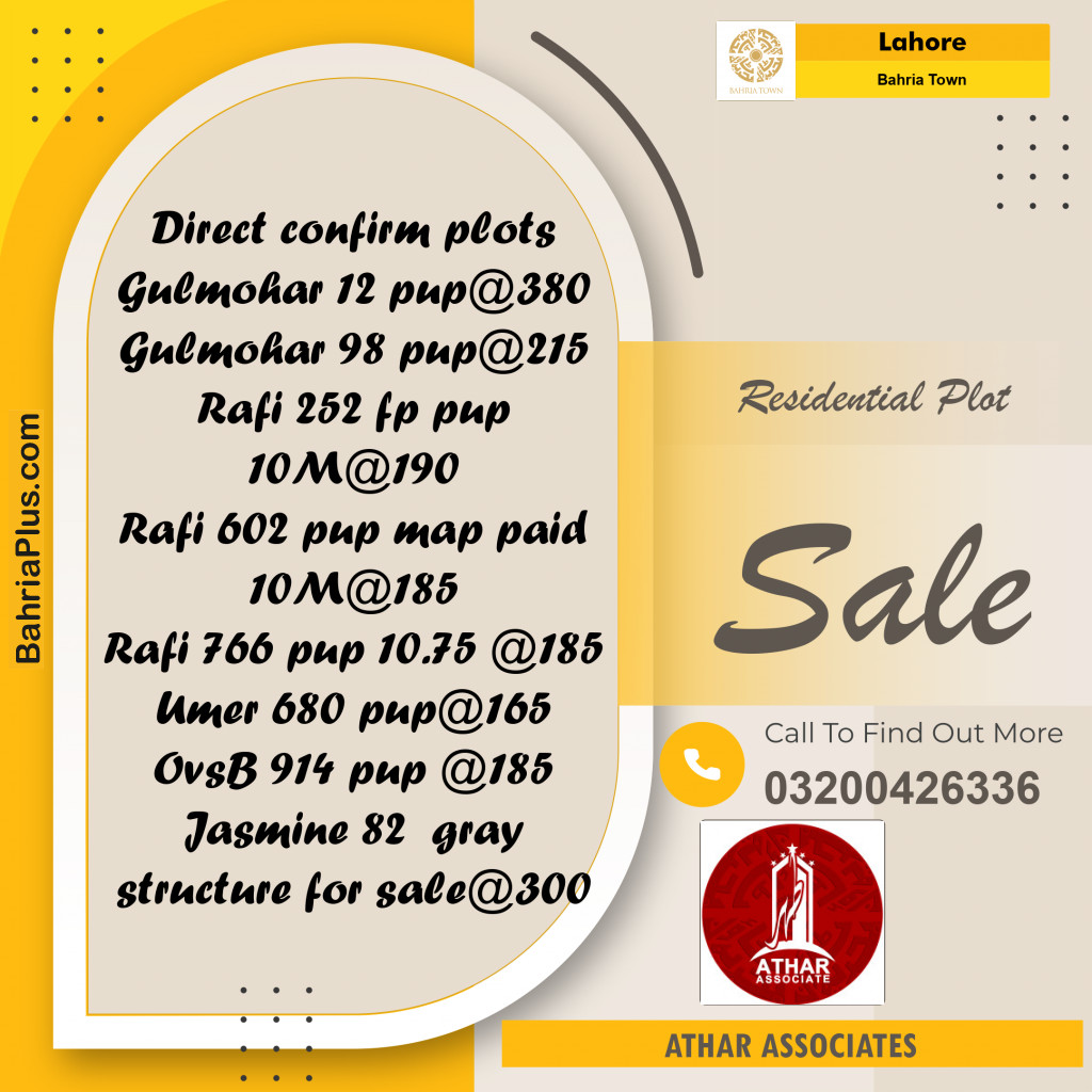 Residential Plot for Sale in Bahria Town, Lahore - (BP-236496)
