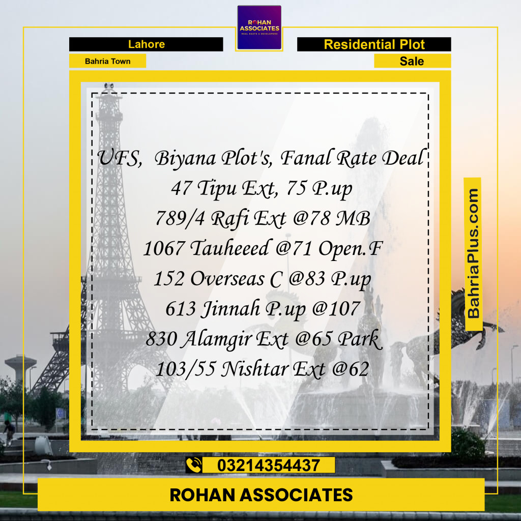 5 Marla Residential Plot for Sale in Bahria Town, Lahore - (BP-236497)