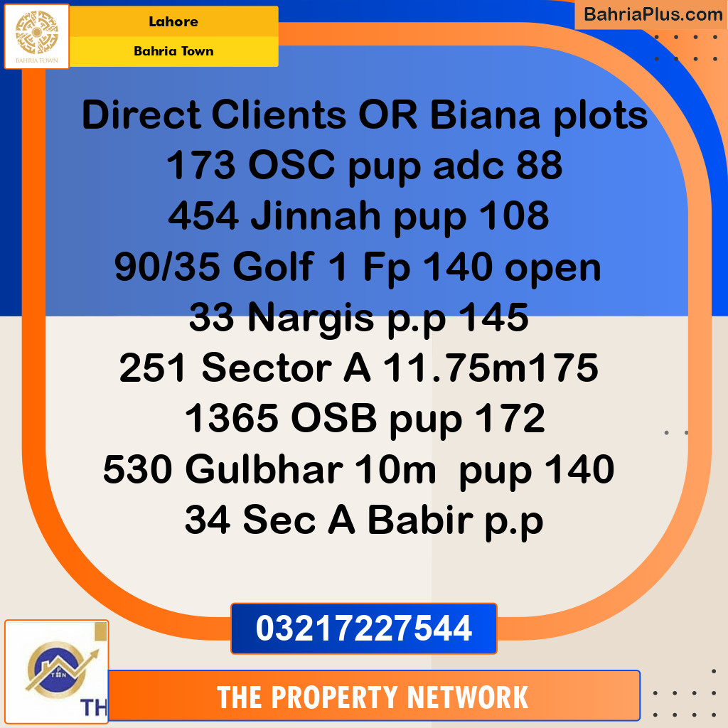 10 Marla Residential Plot for Sale in Bahria Town, Lahore - (BP-236511)