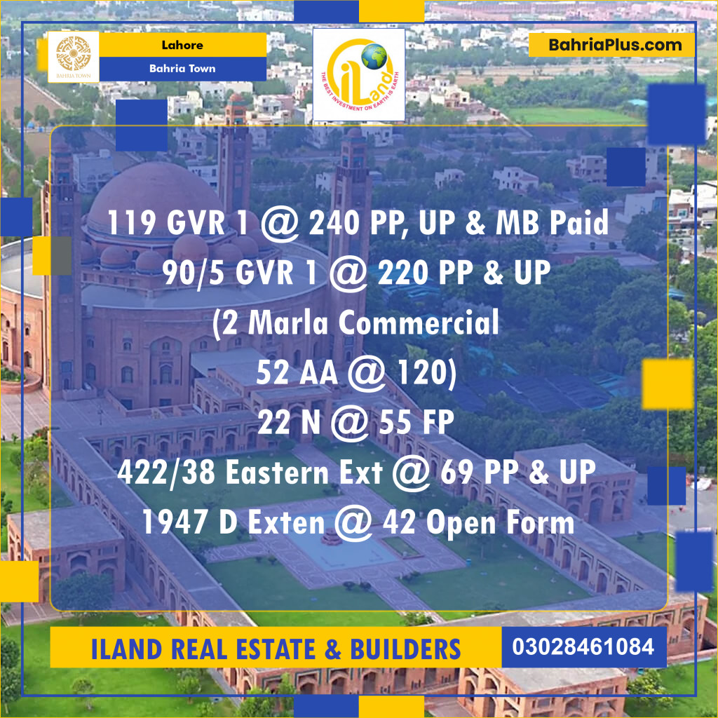 Residential Plot for Sale in Bahria Town, Lahore - (BP-236547)