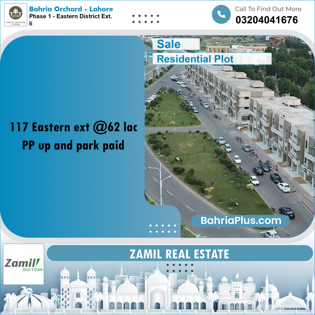 5 Marla Residential Plot for Sale in Phase 1 - Eastern District Ext. II -  Bahria Orchard, Lahore - (BP-236579)