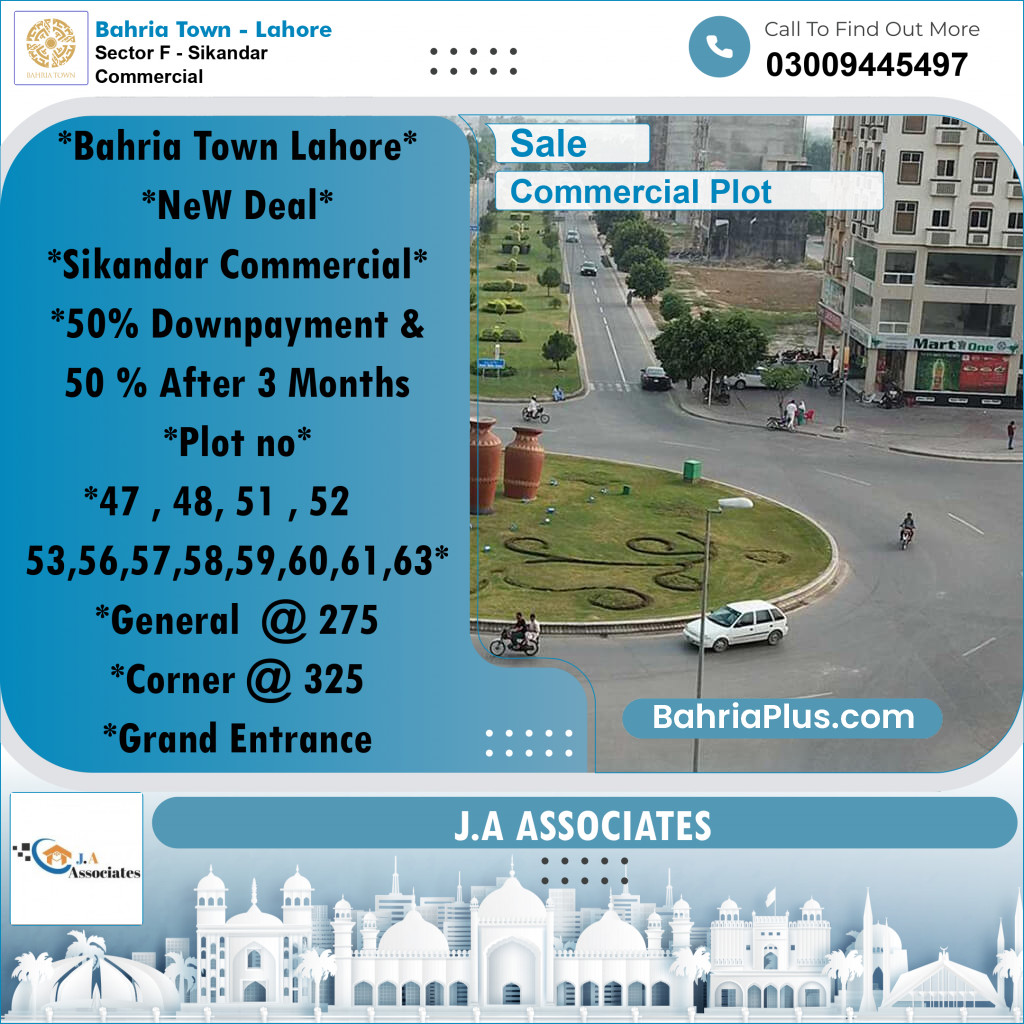 5 Marla Commercial Plot for Sale in Sector F - Sikandar Commercial -  Bahria Town, Lahore - (BP-236586)