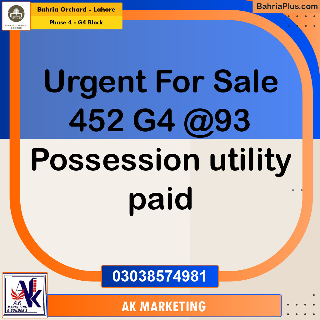 10 Marla Residential Plot for Sale in Phase 4 - G4 Block -  Bahria Orchard, Lahore - (BP-236600)