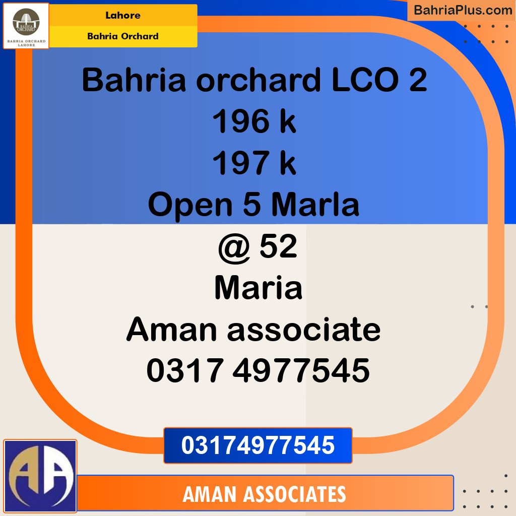 Residential Plot for Sale in Bahria Orchard, Lahore - (BP-236632)