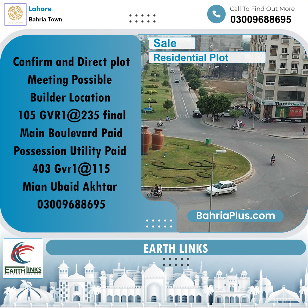 Residential Plot for Sale in Bahria Town, Lahore - (BP-236645)
