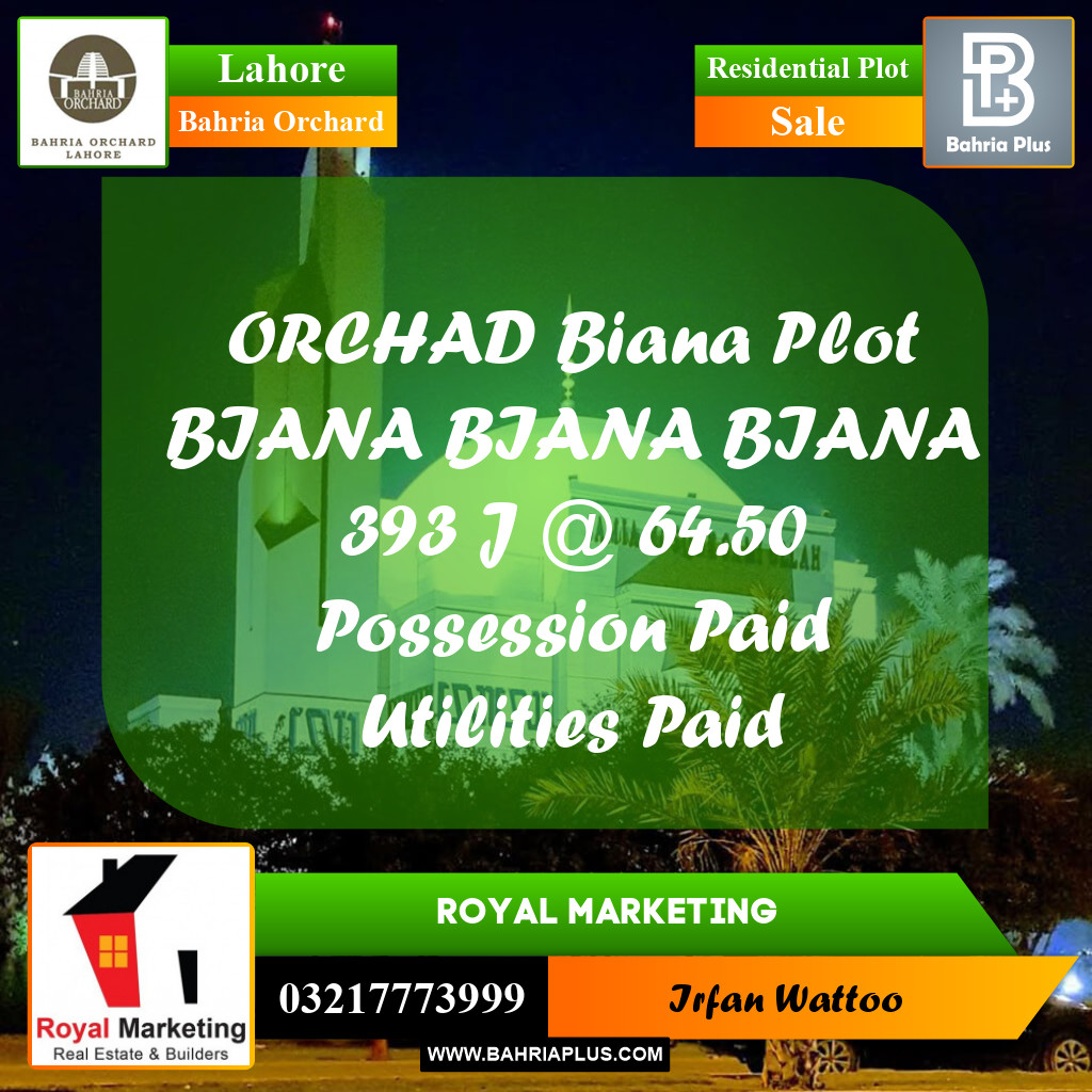 Residential Plot for Sale in Bahria Orchard, Lahore - (BP-236659)
