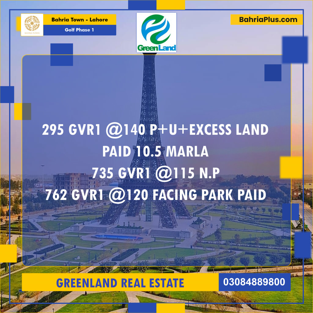 10 Marla Residential Plot for Sale in Golf Phase 1 -  Bahria Town, Lahore - (BP-236672)
