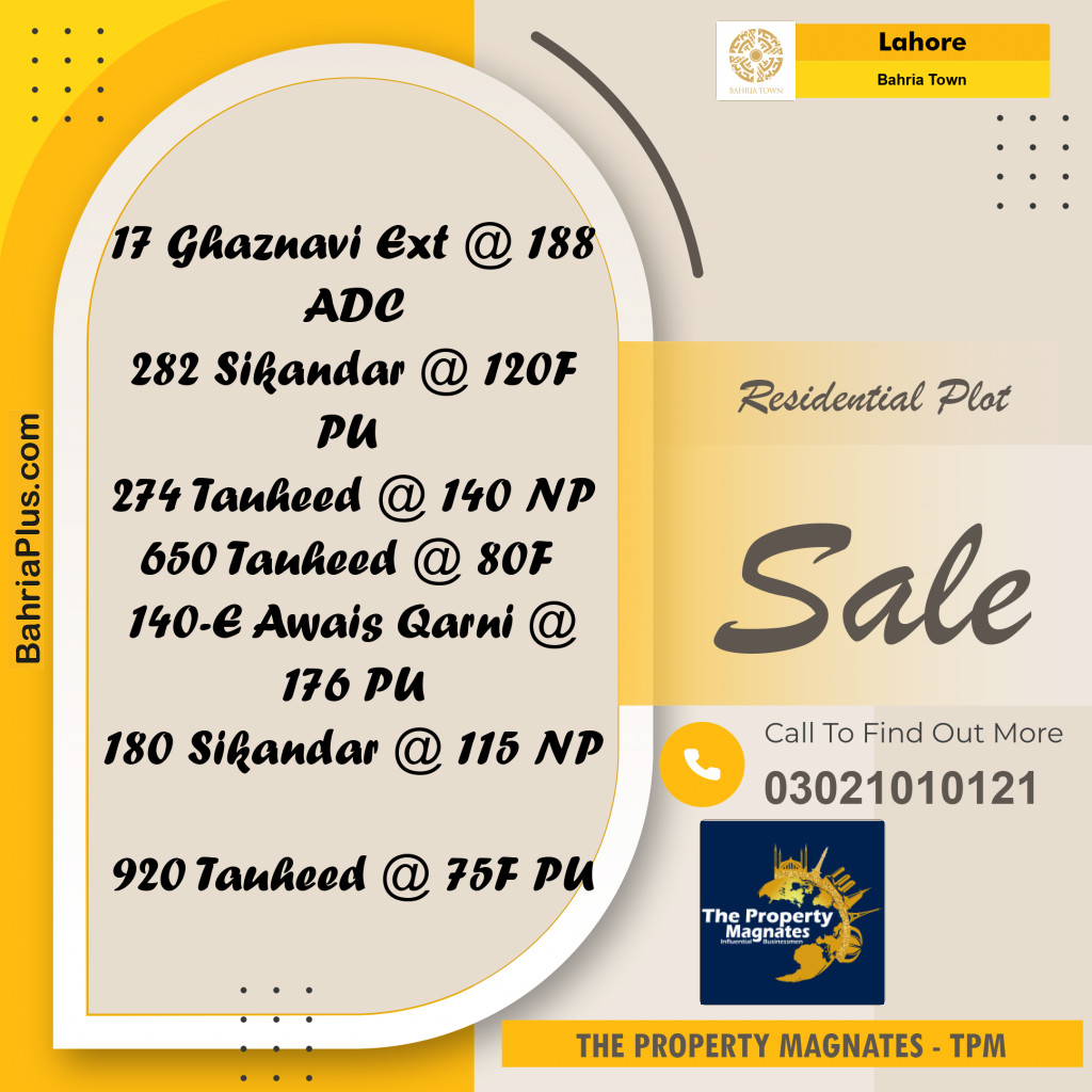 Residential Plot for Sale in Bahria Town, Lahore - (BP-236707)