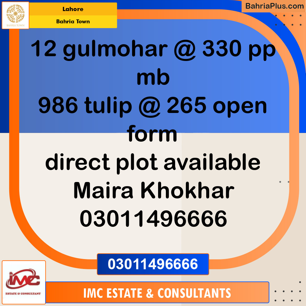 Residential Plot for Sale in Bahria Town, Lahore - (BP-236730)
