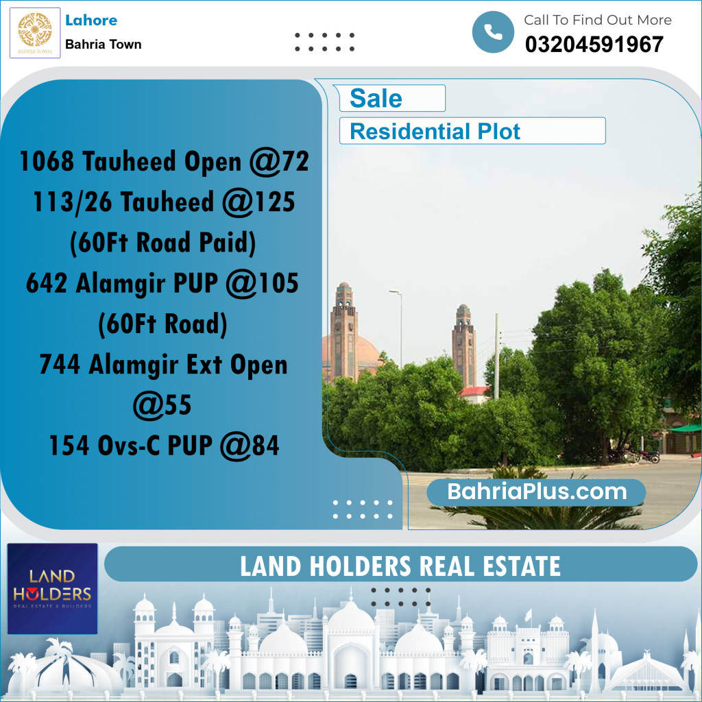 Residential Plot for Sale in Bahria Town, Lahore - (BP-236740)