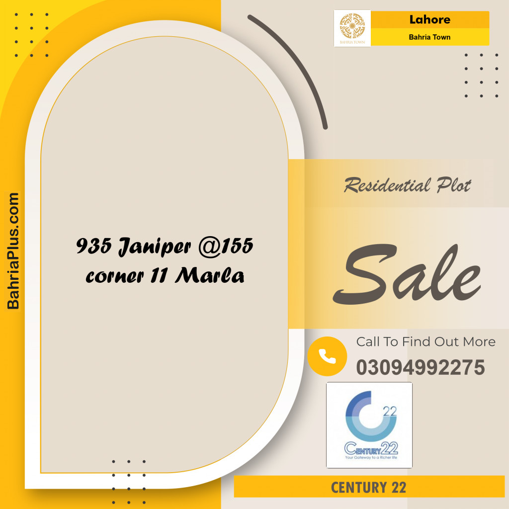 11 Marla Residential Plot for Sale in Bahria Town, Lahore - (BP-236746)