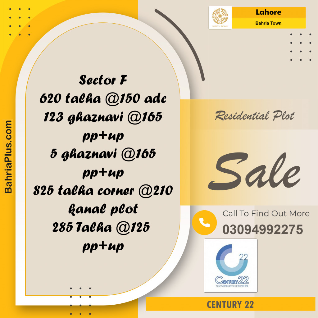 Residential Plot for Sale in Bahria Town, Lahore - (BP-236751)