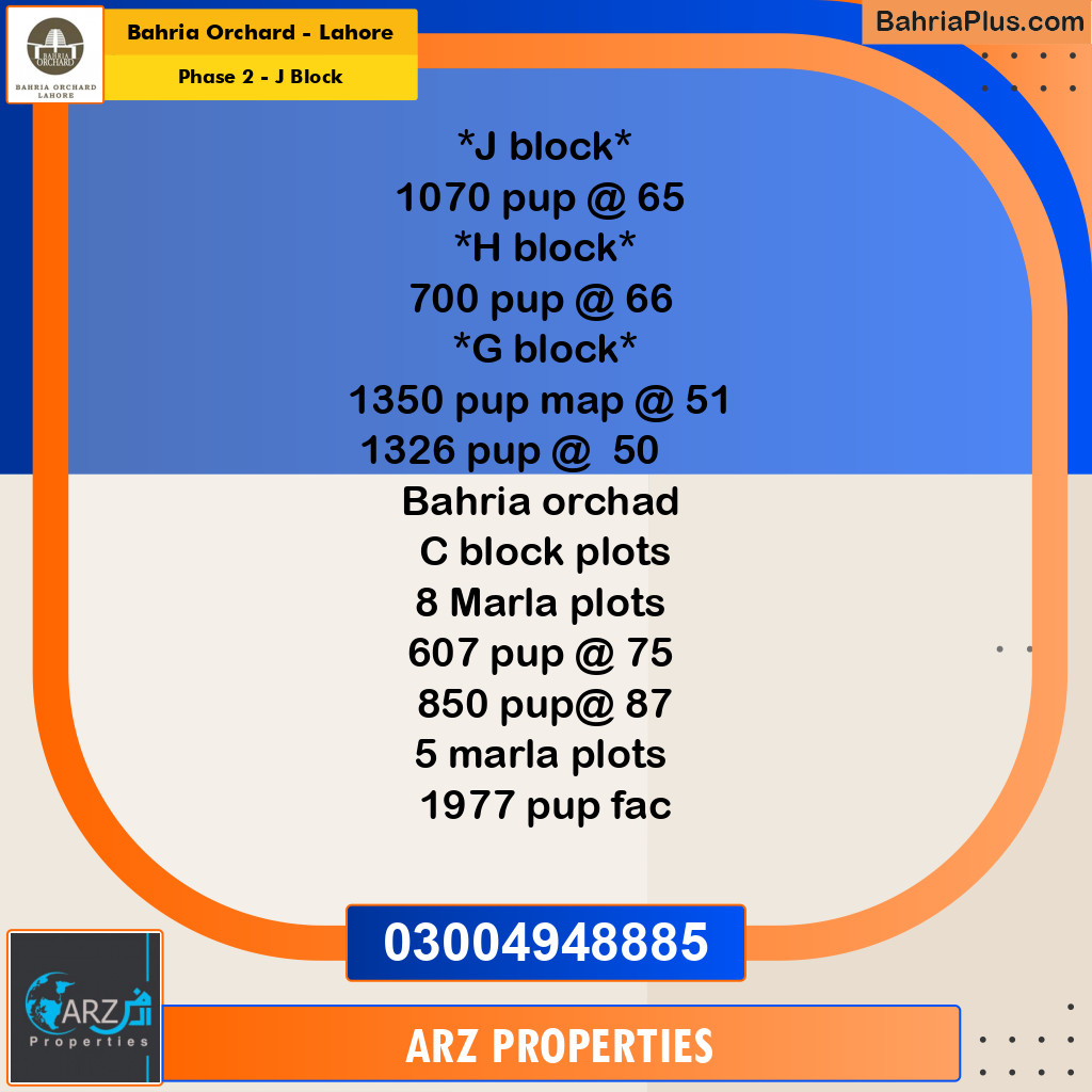 Residential Plot for Sale in Phase 2 - J Block -  Bahria Orchard, Lahore - (BP-236752)