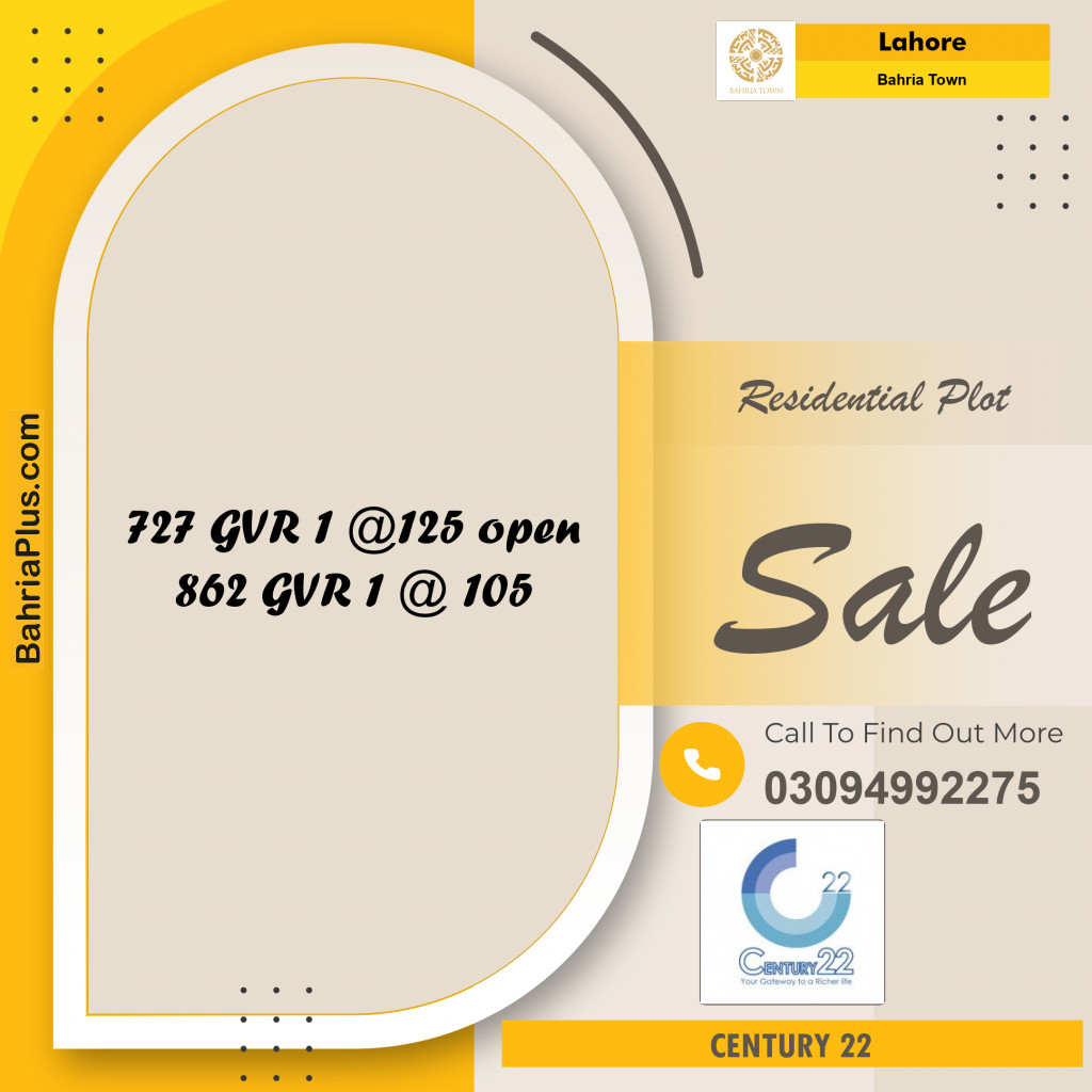 Residential Plot for Sale in Bahria Town, Lahore - (BP-236755)