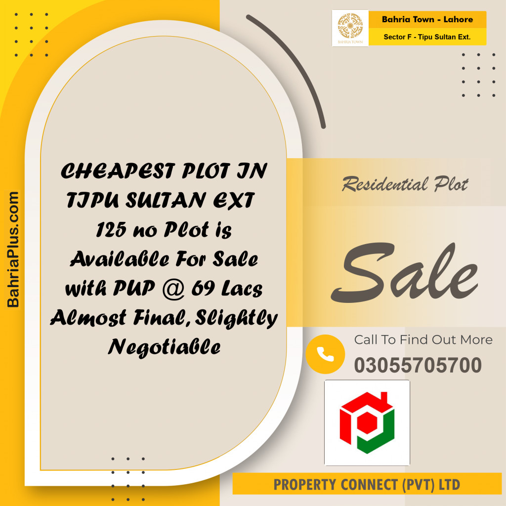5 Marla Residential Plot for Sale in Sector F - Tipu Sultan Ext. -  Bahria Town, Lahore - (BP-236827)