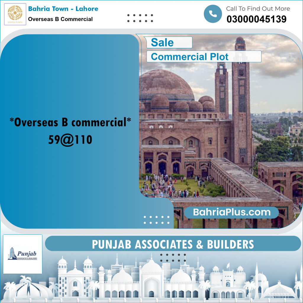 2 Marla Commercial Plot for Sale in Overseas B Commercial -  Bahria Town, Lahore - (BP-236838)