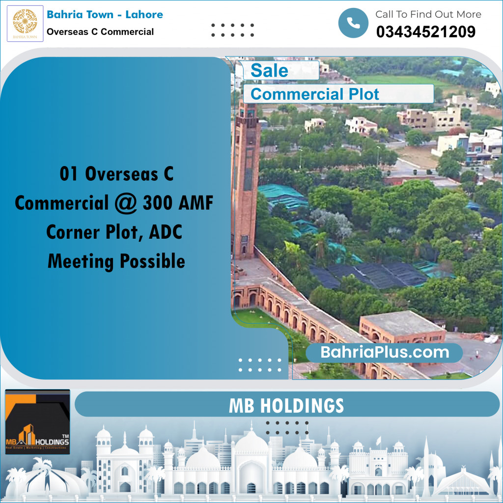 5 Marla Commercial Plot for Sale in Overseas C Commercial -  Bahria Town, Lahore - (BP-236883)