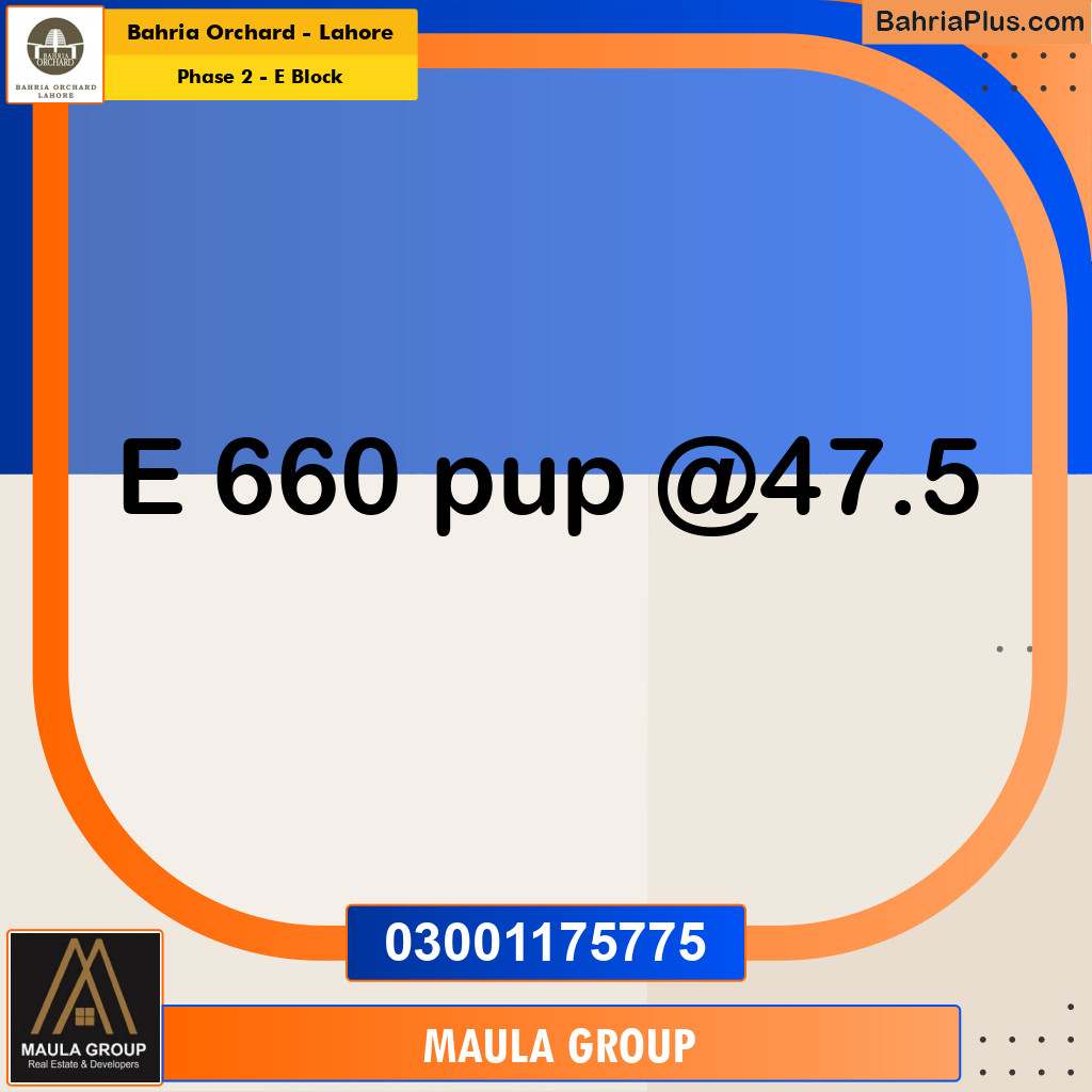 5 Marla Residential Plot for Sale in Phase 2 - E Block -  Bahria Orchard, Lahore - (BP-236907)