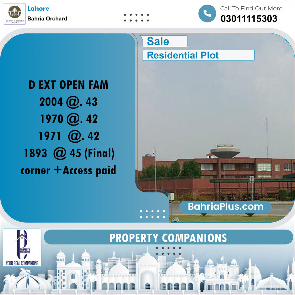 Residential Plot for Sale in Bahria Orchard, Lahore - (BP-236931)