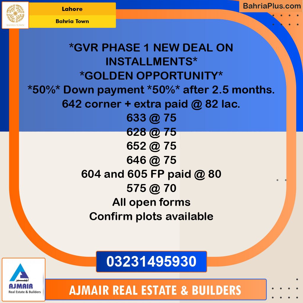 Residential Plot for Sale in Bahria Town, Lahore - (BP-236940)