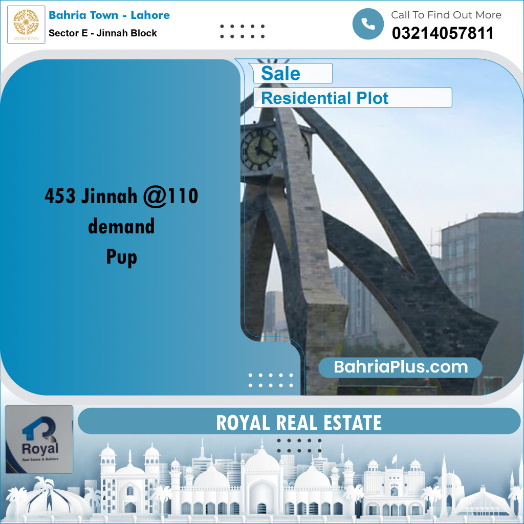 Residential Plot for Sale in Sector E - Jinnah Block -  Bahria Town, Lahore - (BP-236967)