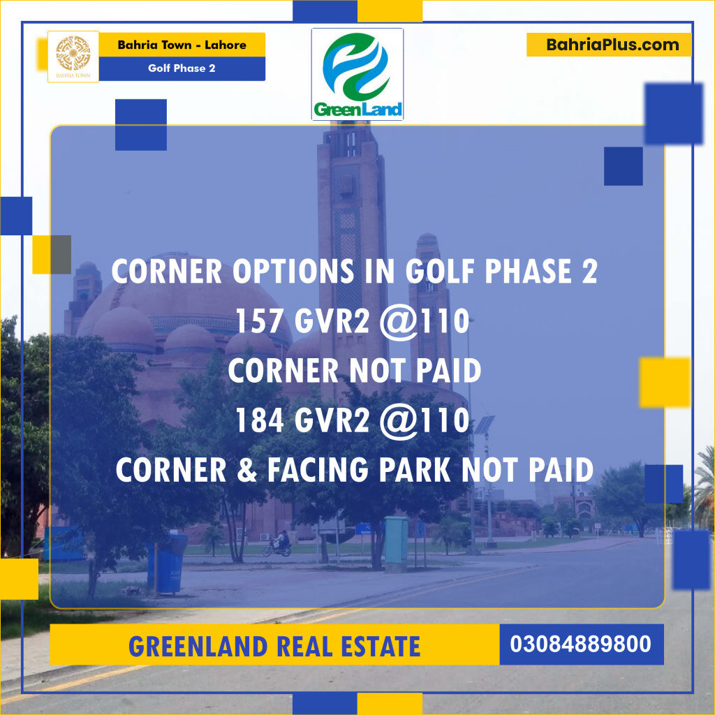 10 Marla Residential Plot for Sale in Golf Phase 2 -  Bahria Town, Lahore - (BP-236968)