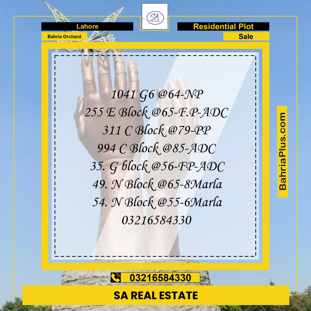 Residential Plot for Sale in Bahria Orchard, Lahore - (BP-236973)