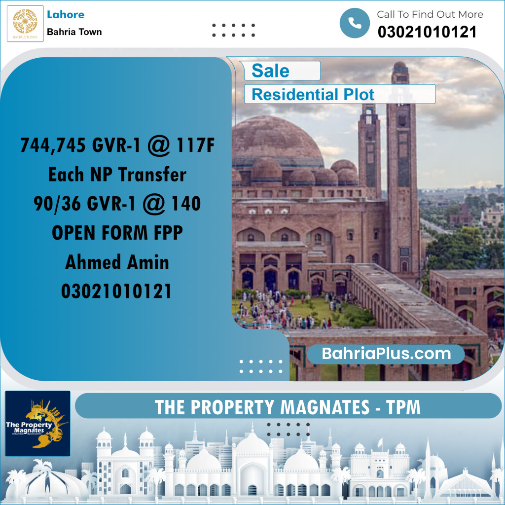 Residential Plot for Sale in Bahria Town, Lahore - (BP-237007)