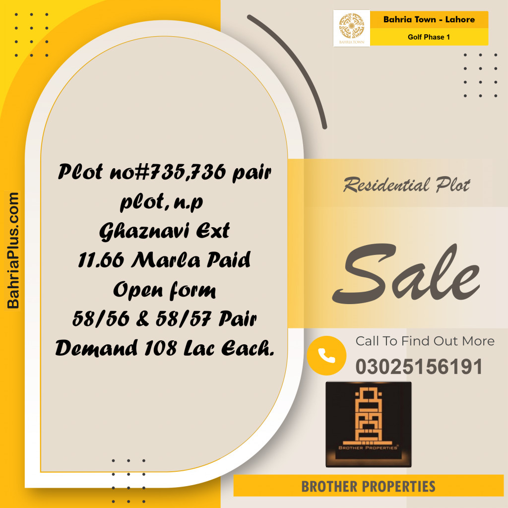 10 Marla Residential Plot for Sale in Golf Phase 1 -  Bahria Town, Lahore - (BP-237012)