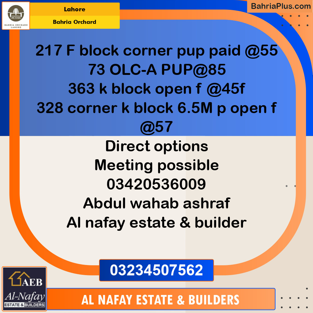 Residential Plot for Sale in Bahria Orchard, Lahore - (BP-237015)