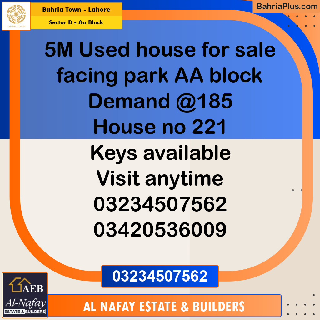 5 Marla Residential House for Sale in Sector D - AA Block -  Bahria Town, Lahore - (BP-237022)
