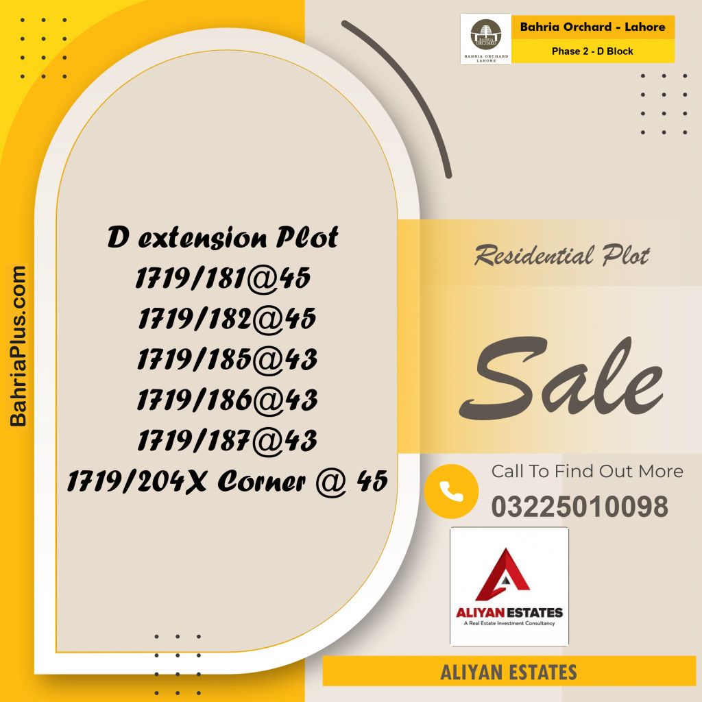 5 Marla Residential Plot for Sale in Phase 2 - D Block -  Bahria Orchard, Lahore - (BP-237027)
