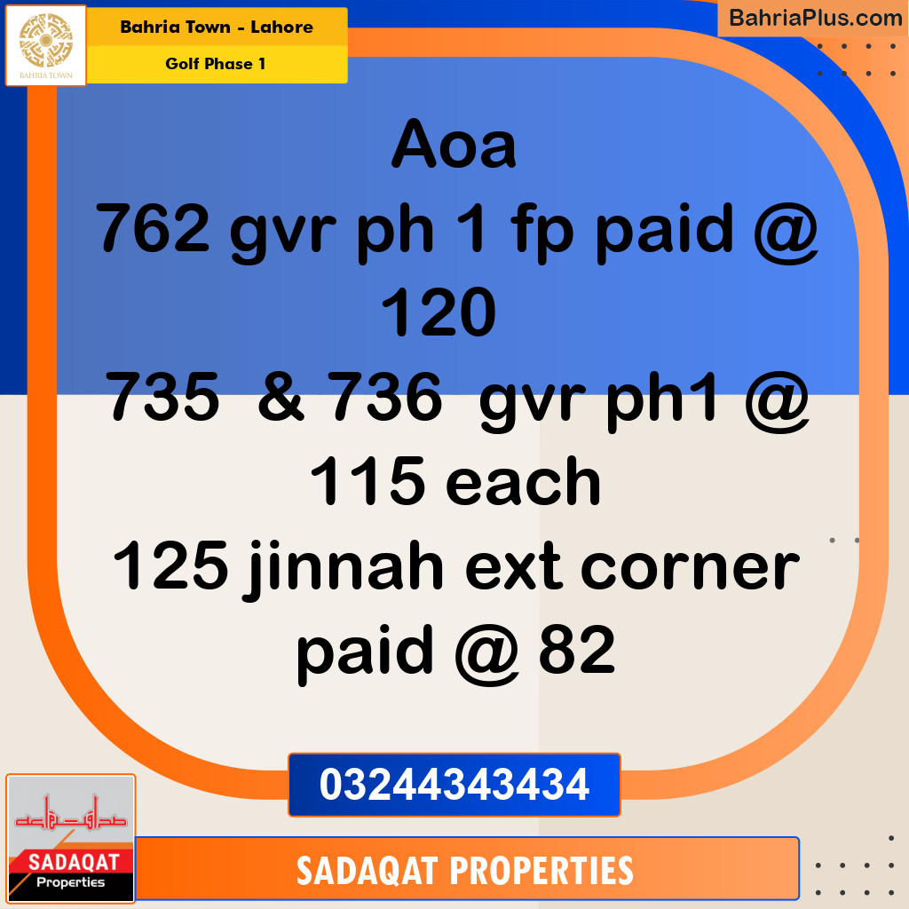 10 Marla Residential Plot for Sale in Golf Phase 1 -  Bahria Town, Lahore - (BP-237029)