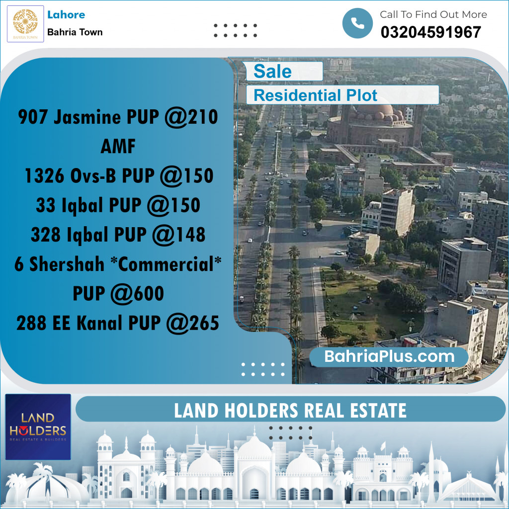 Residential Plot for Sale in Bahria Town, Lahore - (BP-237052)