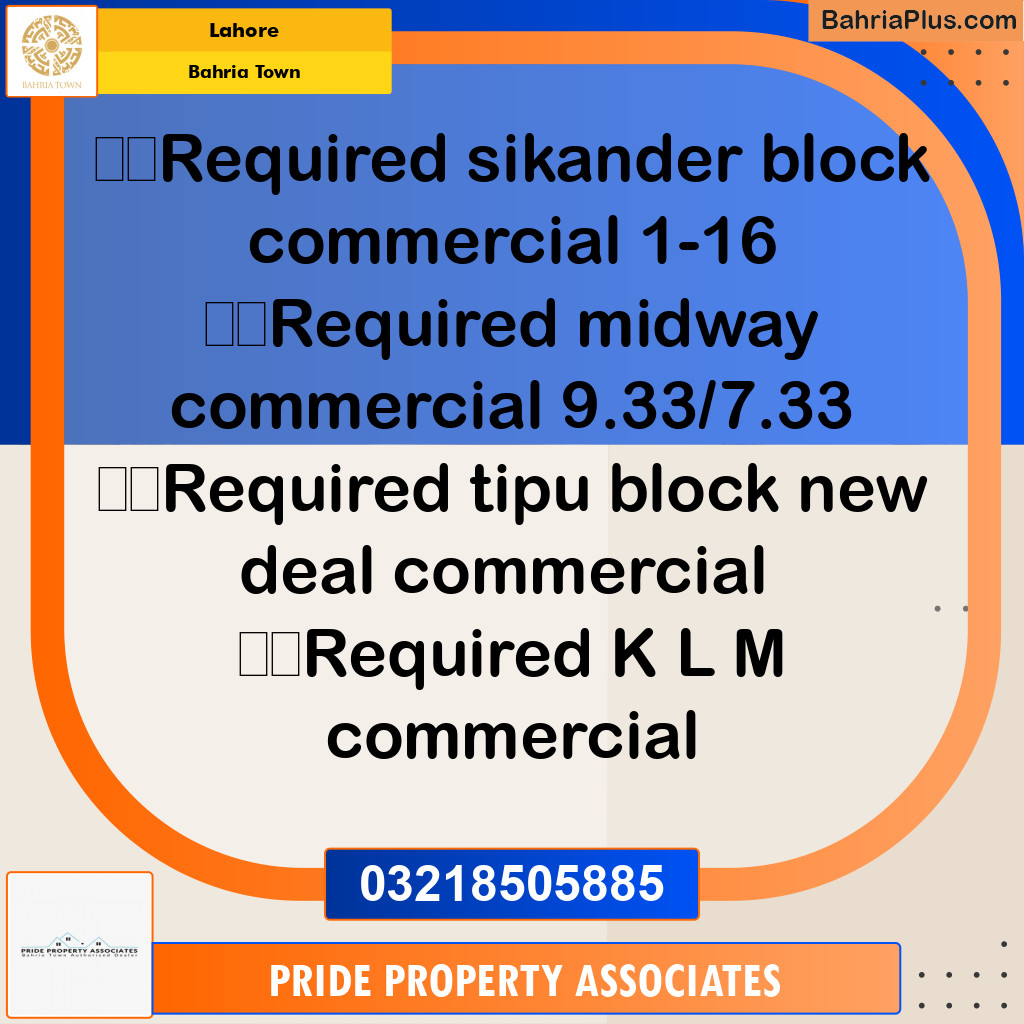 Residential Plot for Sale in Bahria Town, Lahore - (BP-237102)