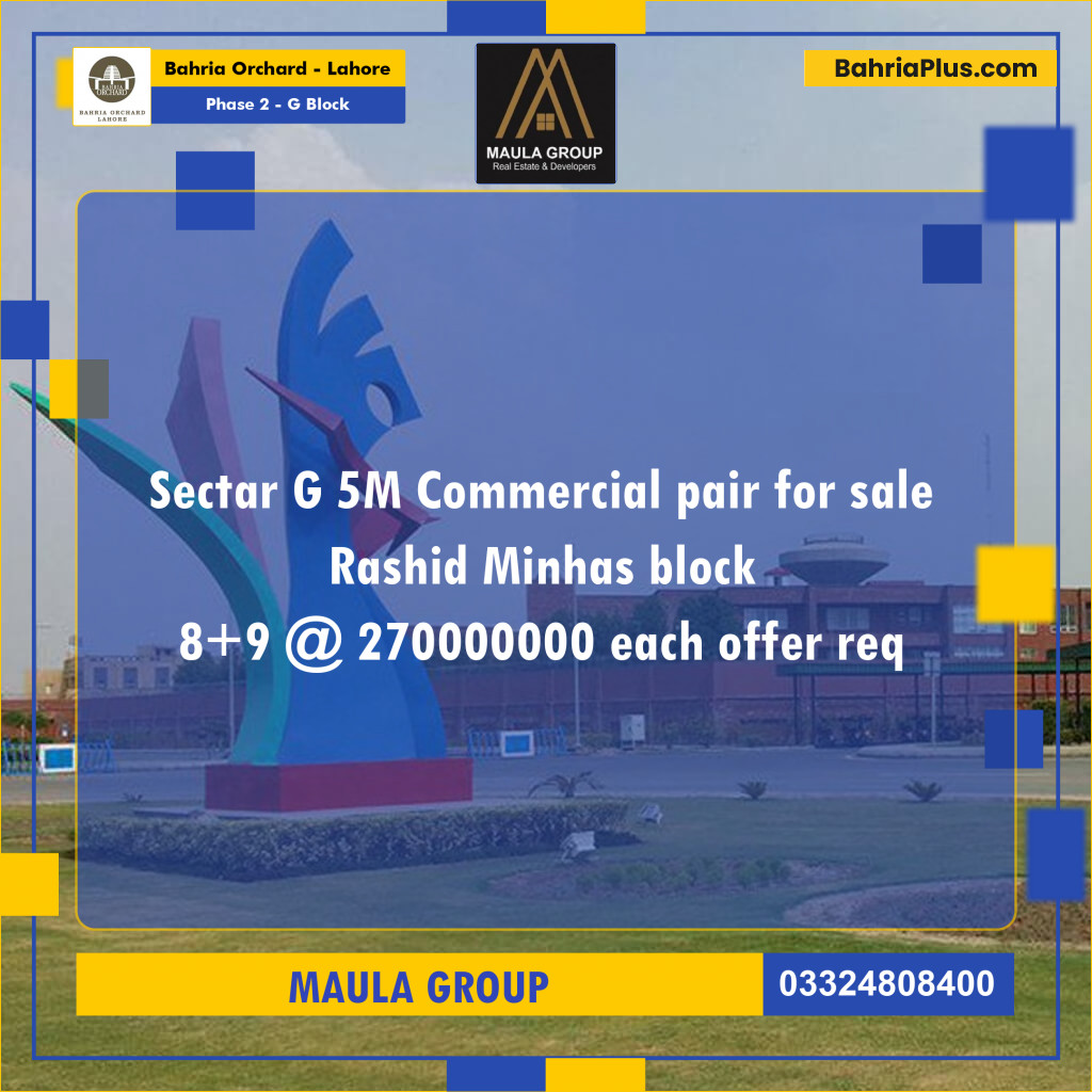 5 Marla Residential Plot for Sale in Phase 2 - G Block -  Bahria Orchard, Lahore - (BP-237104)