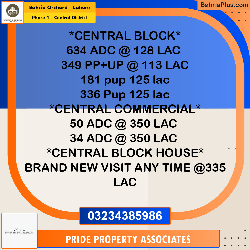 10 Marla Residential Plot for Sale in Phase 1 - Central District -  Bahria Orchard, Lahore - (BP-237118)