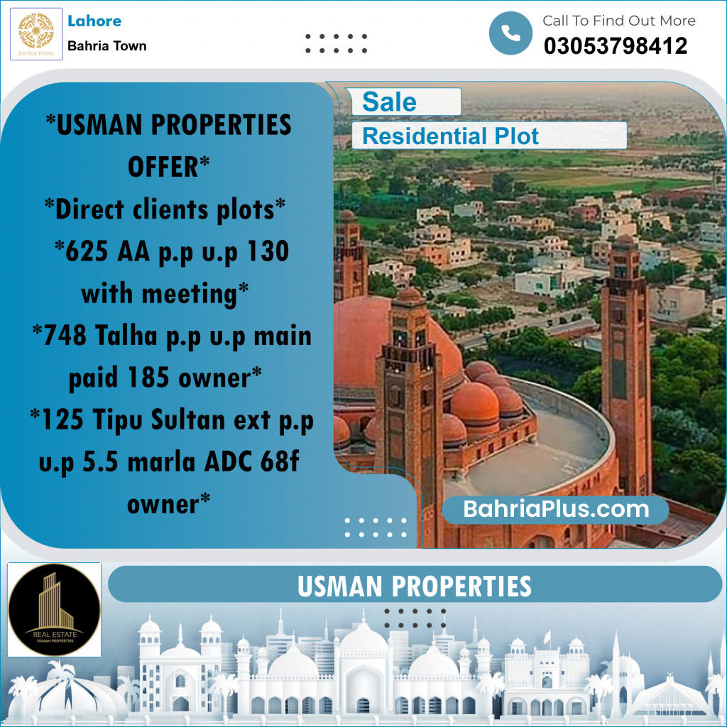 Residential Plot for Sale in Bahria Town, Lahore - (BP-237142)