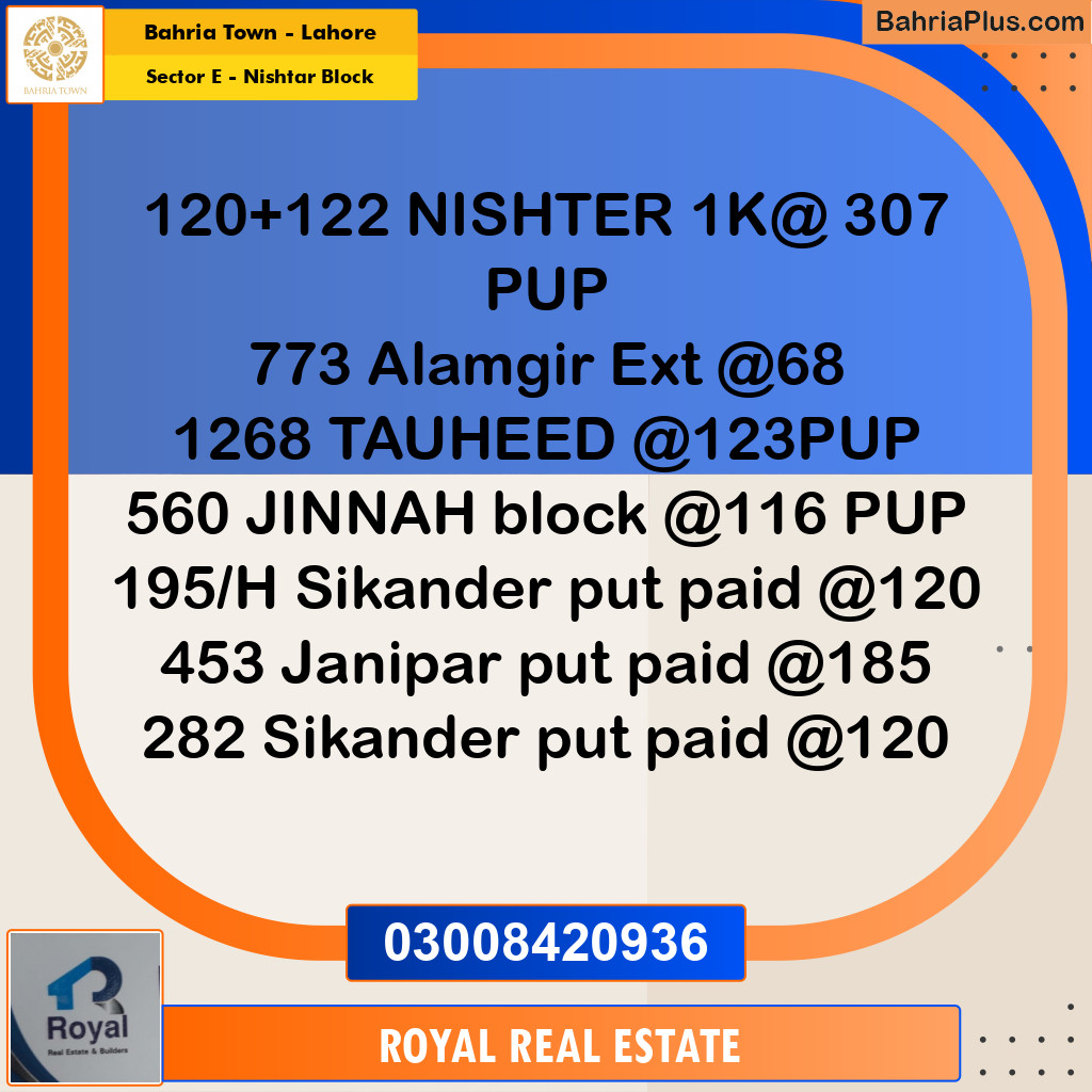20 Marla Residential Plot for Sale in Sector E - Nishtar Block -  Bahria Town, Lahore - (BP-237213)