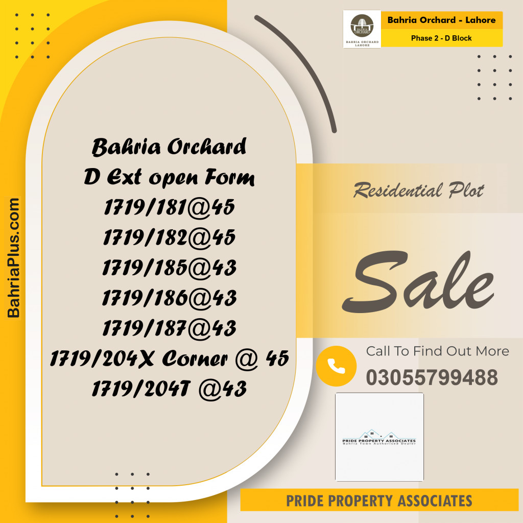 5 Marla Residential Plot for Sale in Phase 2 - D Block -  Bahria Orchard, Lahore - (BP-237230)