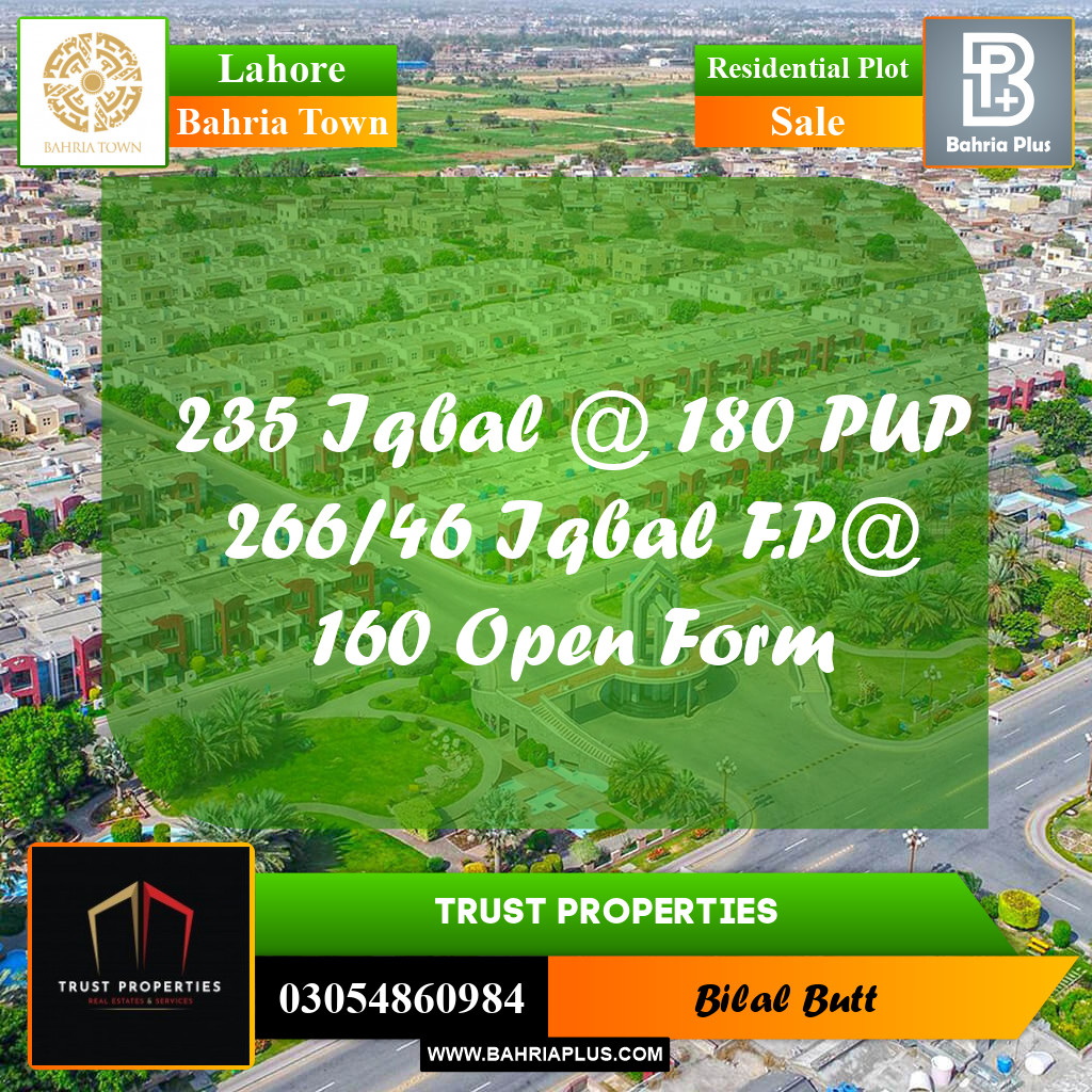 Residential Plot for Sale in Bahria Town, Lahore - (BP-237260)