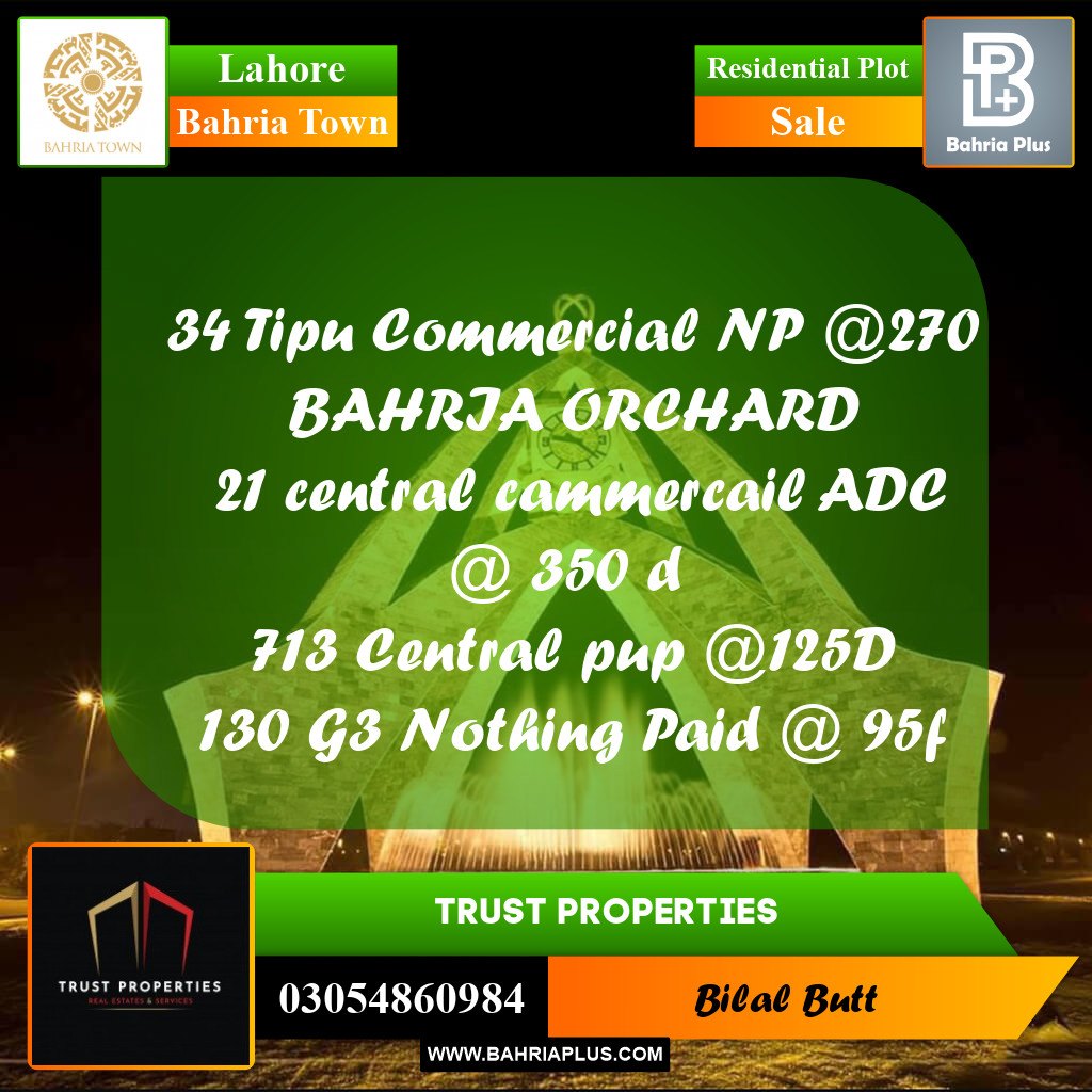 Residential Plot for Sale in Bahria Town, Lahore - (BP-237263)