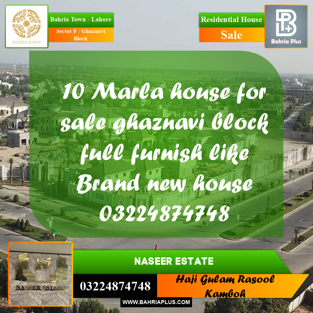 10 Marla Residential House for Sale in Sector F - Ghaznavi Block -  Bahria Town, Lahore - (BP-237289)