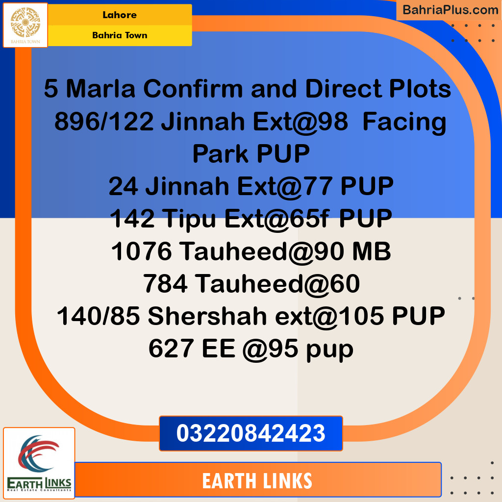 Residential Plot for Sale in Bahria Town, Lahore - (BP-237290)