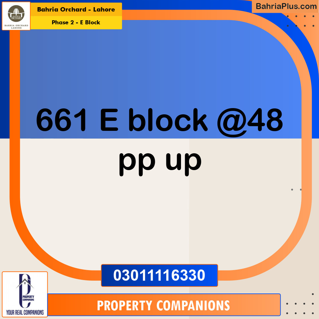 5 Marla Residential Plot for Sale in Phase 2 - E Block -  Bahria Orchard, Lahore - (BP-237308)